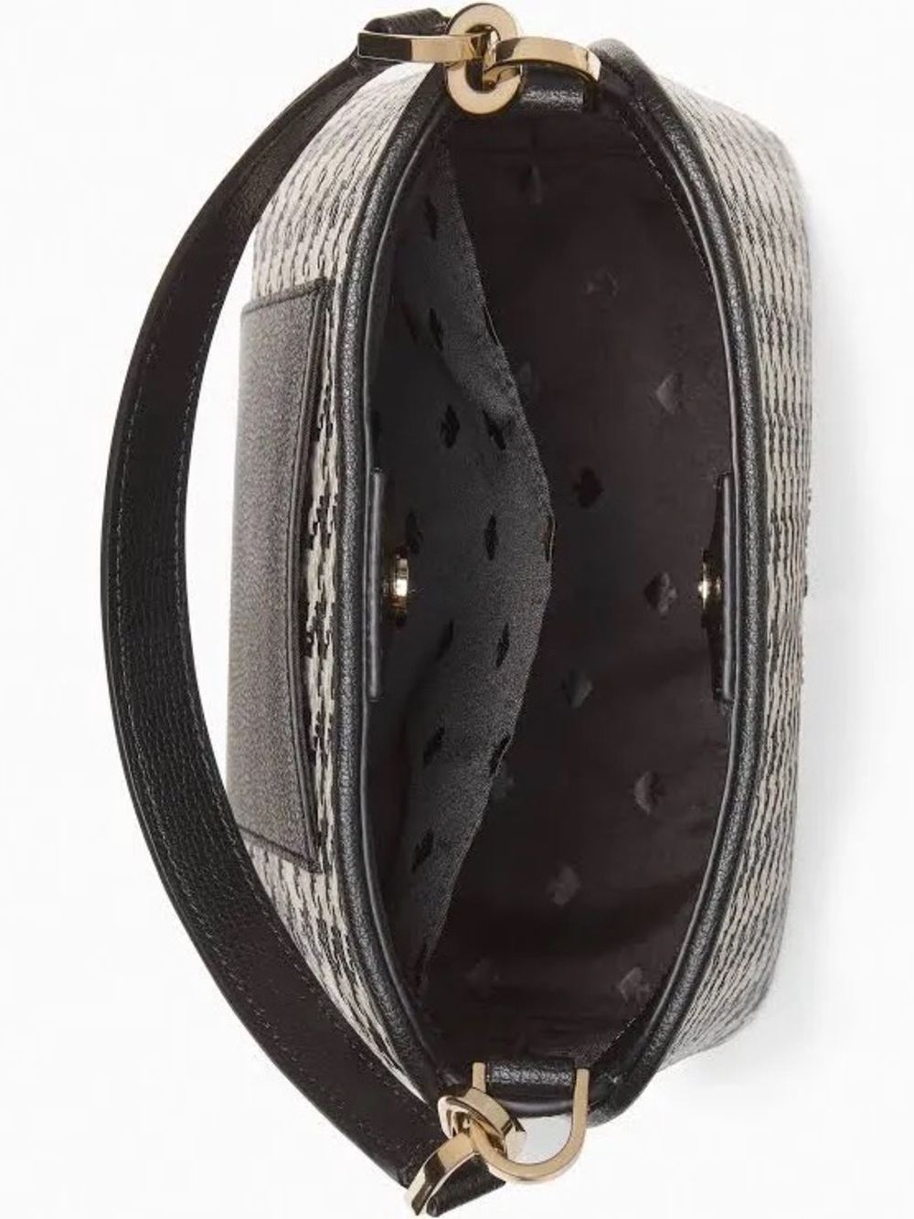 Kate Spade Darcy Bucket Bag Crossbody In Woven Houndstooth Multi White / Black - Picture 3 of 6